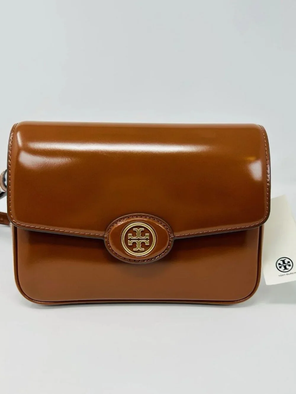 NWT Tory Burch Robinson Shoulder Bag Dark Sienna Brown Leather Crossbody
